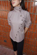 Button Up Plaid Top (Pink Moss)