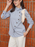 Button Up Plaid Top (Bleu)