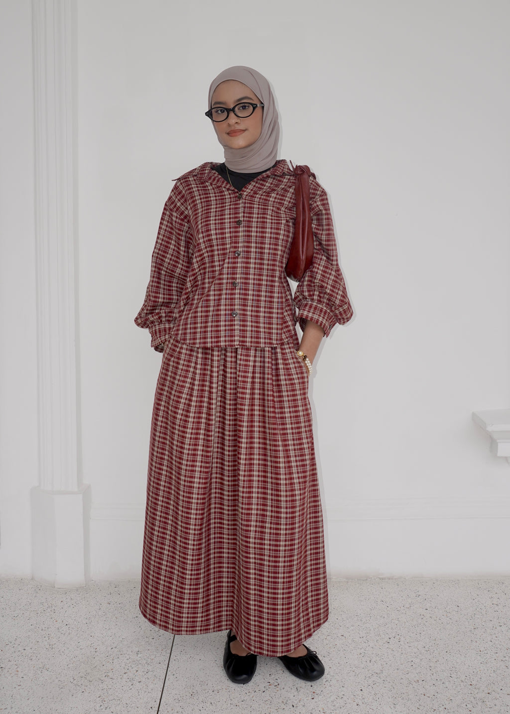The Plaid Set (Maroon)
