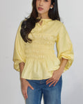 Ribbon Shirred Top (Yellow)
