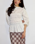 Ribbon Shirred Top (White)