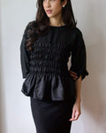 Ribbon Shirred Top (Black)