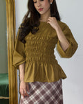 Ribbon Shirred Top (Olive)