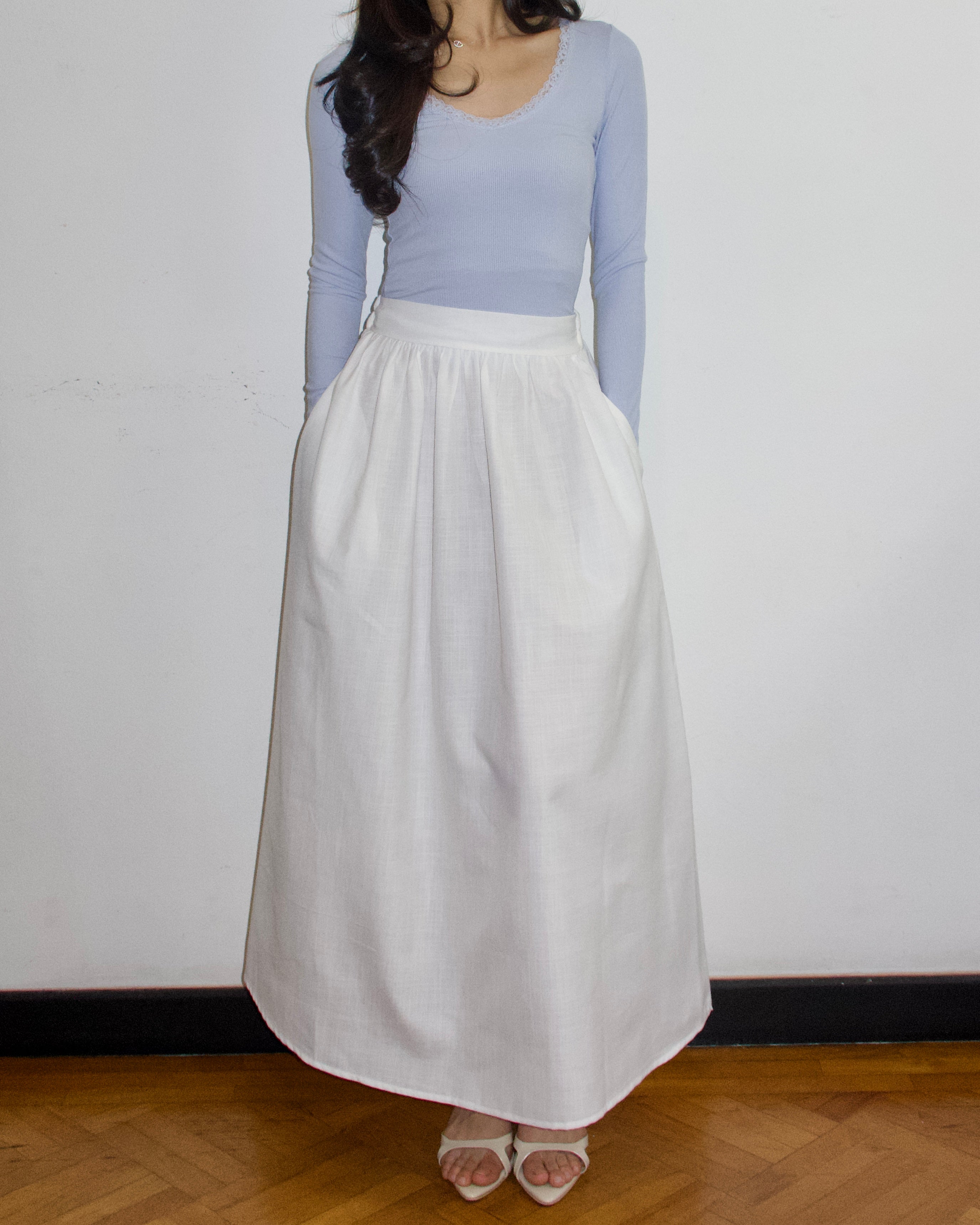 A-line Maxi Skirt (White)