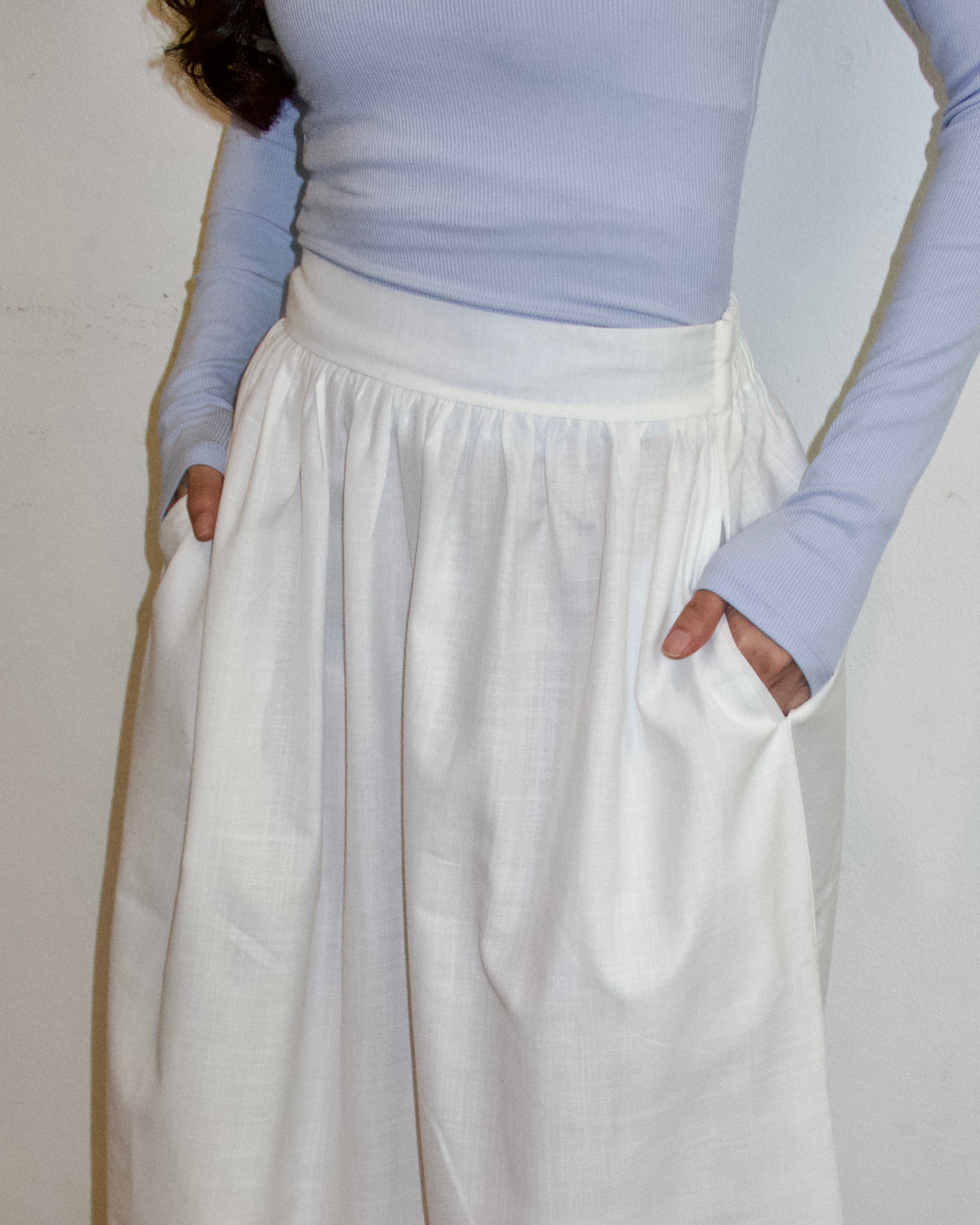 A-line Maxi Skirt (White)