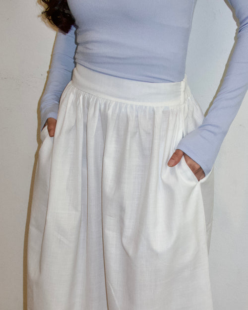 A-line Maxi Skirt (White)