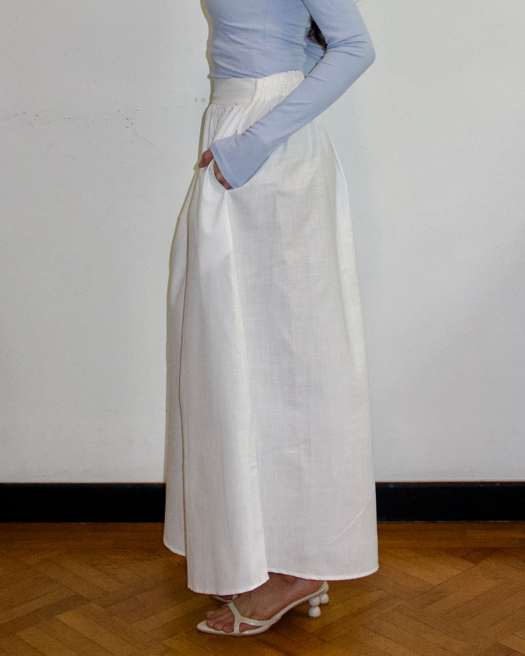 A-line Maxi Skirt (White)