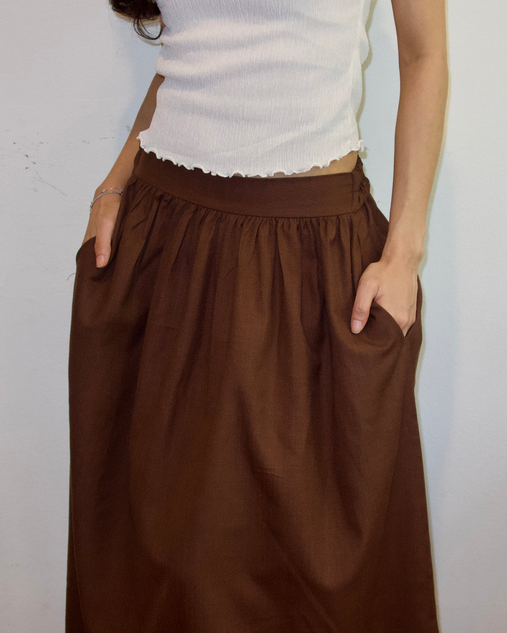 A-line Maxi Skirt (Brown)
