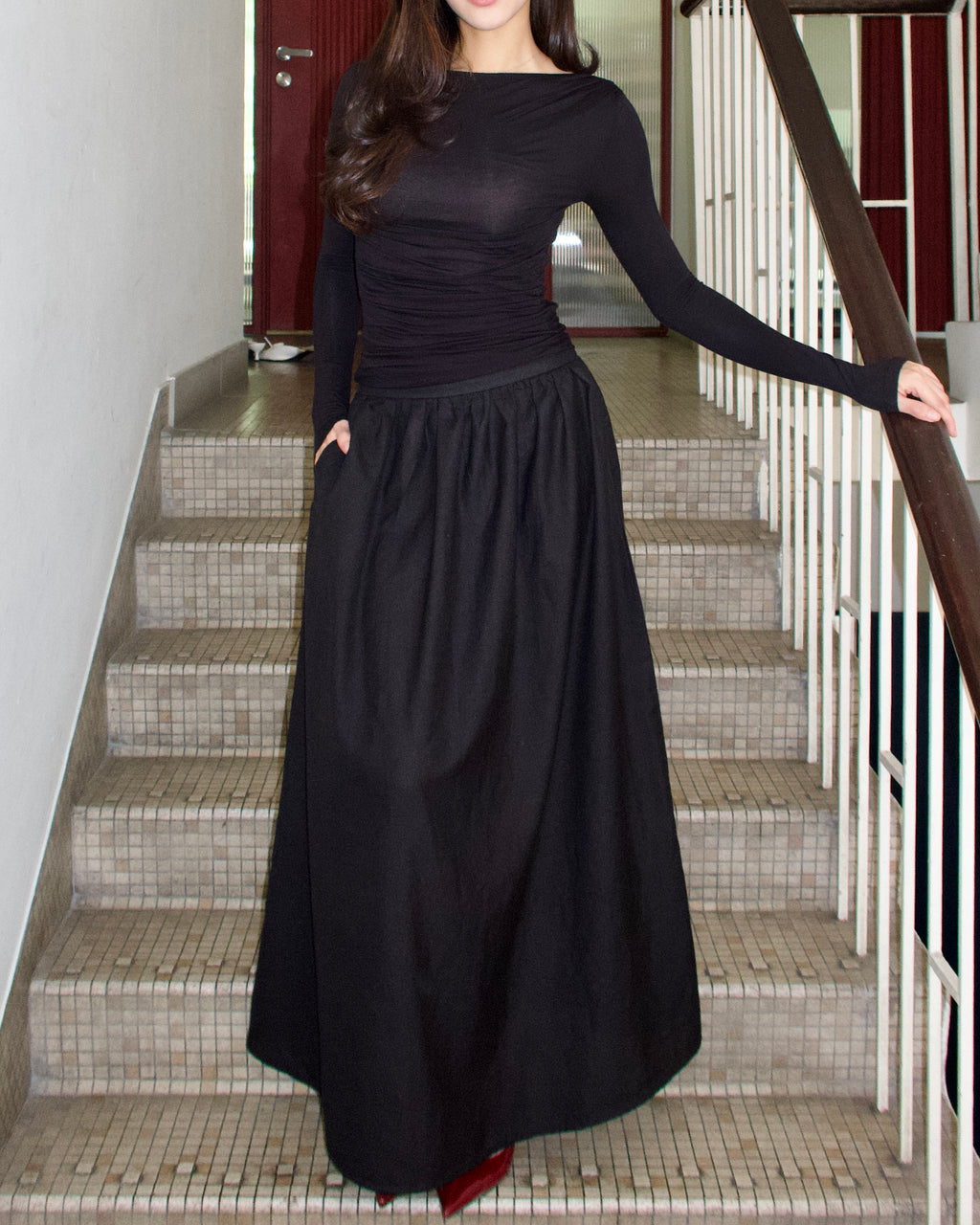 A-line Maxi Skirt (Black)
